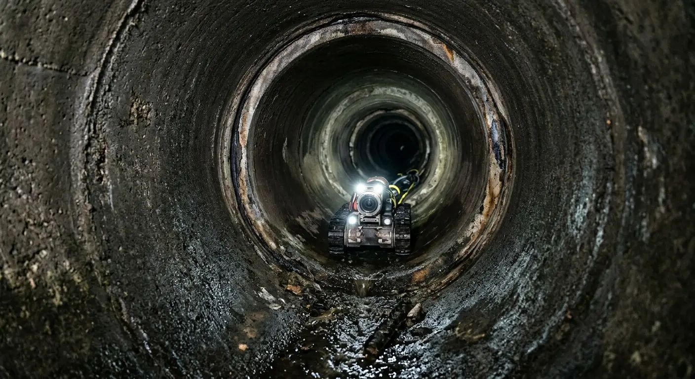 Robotic sewer camera inspecting pipe interior for Drain Snake Service in Sun Valley